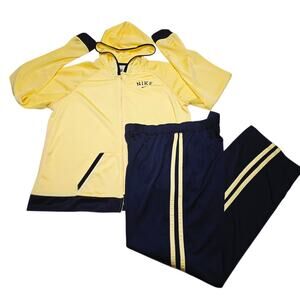 VTG Nike Mesh Track Suit Set Full Zip Ladies Mesh Hooded Yellow Large/Medium Y2k